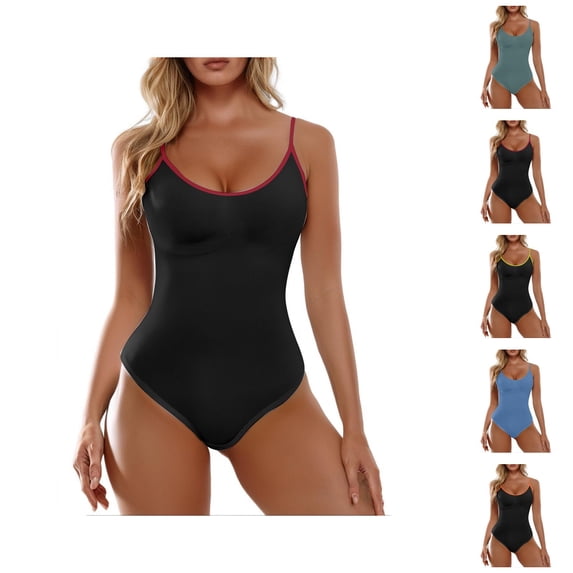 Shapewear Bodysuits for Women Scoop Neck Tummy Control Seamless Thong Bodysuit Cami Tank Top Bodysuit