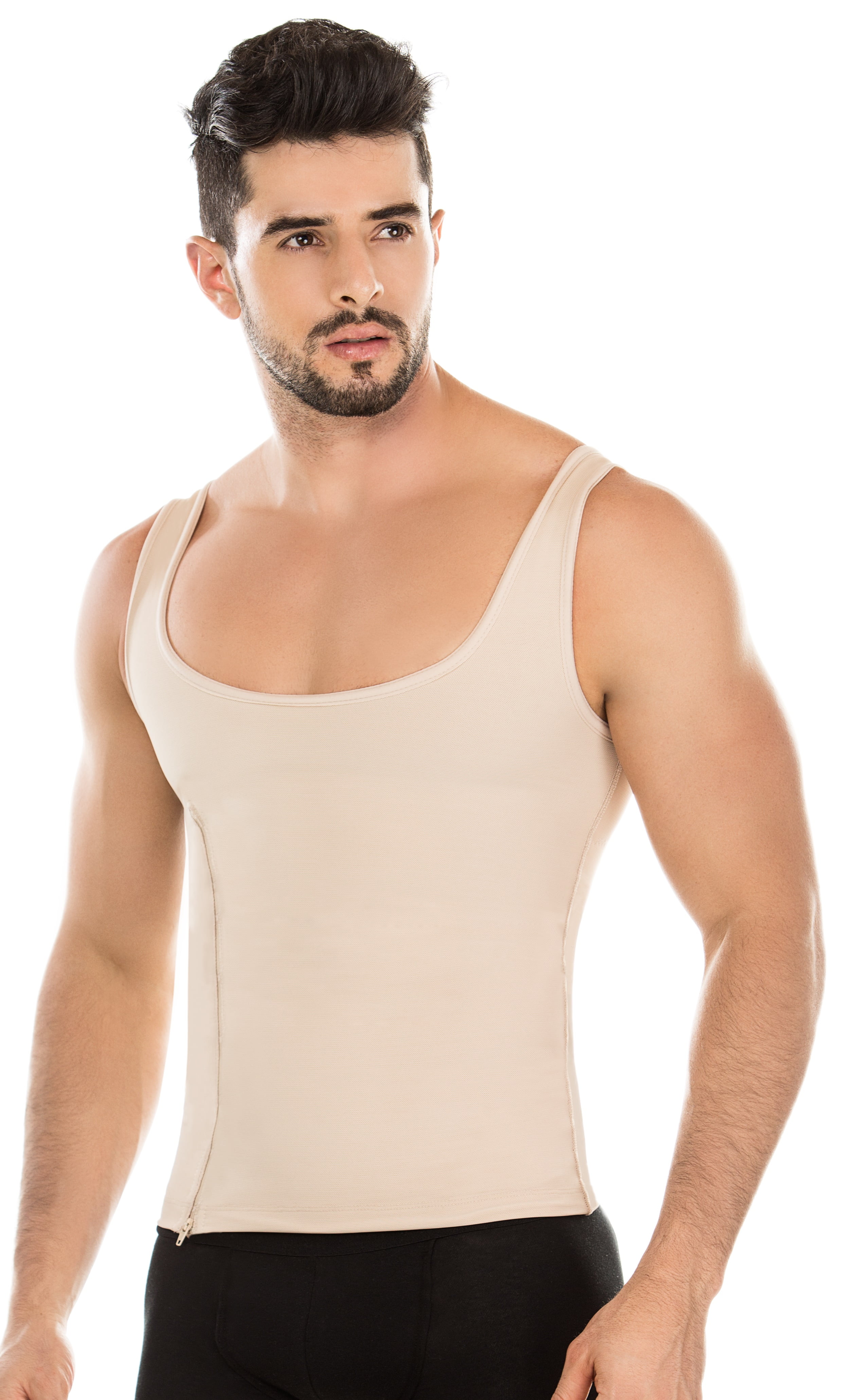 Junlan Men Sweat Sauna Tank Top Heat Trapping Waist Trainer Vest Tummy  Control Shapewear Fat Burner Tops with Zipper(Black, M） 
