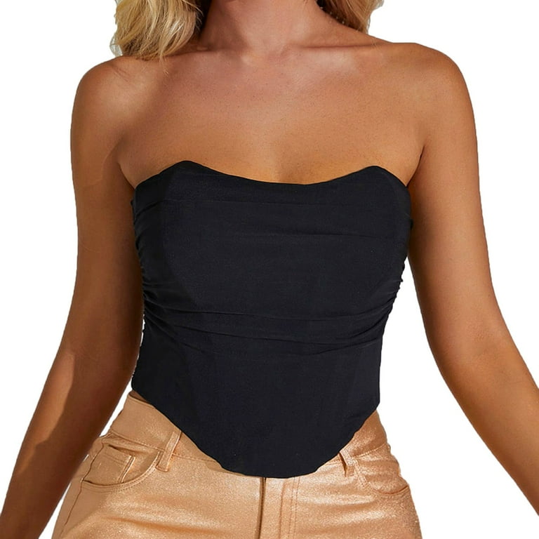 Shapewear For Women Tummy Control Mesh Corset Crop Top Sleeveless Strapless  Backless Crop Top
