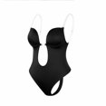 thumbnail image 1 of Shapewear Plunge Bras Lingerie Thongs U Plunge Backless Underwear Backless Dress Full Body Shaper Invisible Push Up Bra BLACK L, 1 of 7