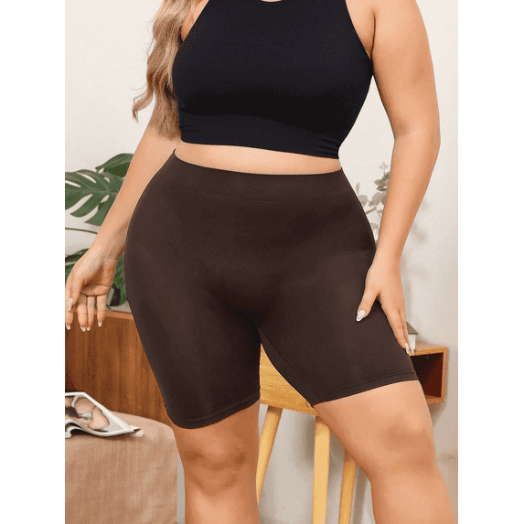 Shapewear Shorts Slimming Shorts Plus Size Women Solid Colours Seamless Sports Shapewear Comfortable Fit Elastic Waist Thigh Slimming Shorts COFFE 2XL