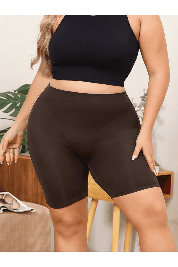 Shapewear Shorts Slimming Shorts Plus Size Women Solid Colours Seamless Sports Shapewear Comfortable Fit Elastic Waist Thigh Slimming Shorts COFFE 4XL