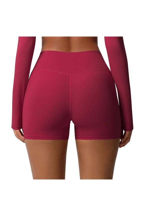 Shapewear Shorts Women Workout Impact Shorts Butt Lifting Gym Seamless Booty Biker Shorts Red L