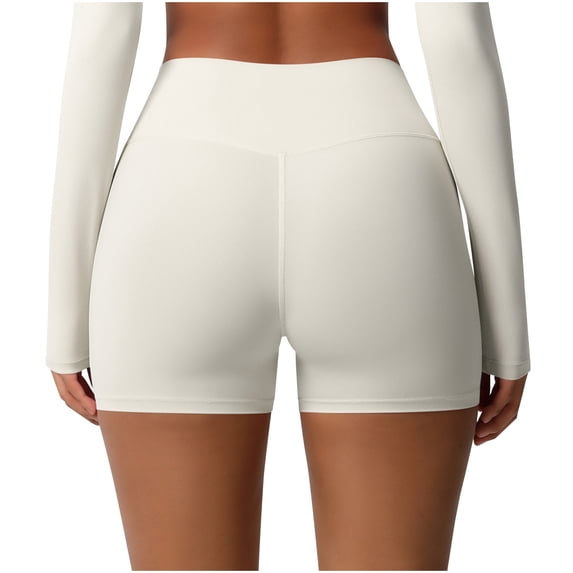 Shapewear Shorts Women Workout Impact Shorts Butt Lifting Gym Seamless Booty Biker Shorts White L