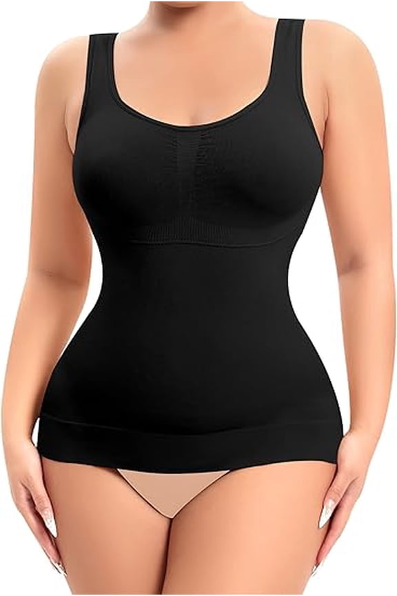 Shapewear Tank Tops for Women with Built in Bra Tummy Control Compression Camisoles Body Shaper Padded Tanks