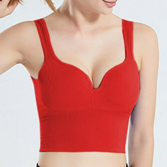 Shapewear Tummy Control Tank Tops for Women Compression Camisole Tanks V-Neck Cami Shirts Top Underwire Bras for Women Red L
