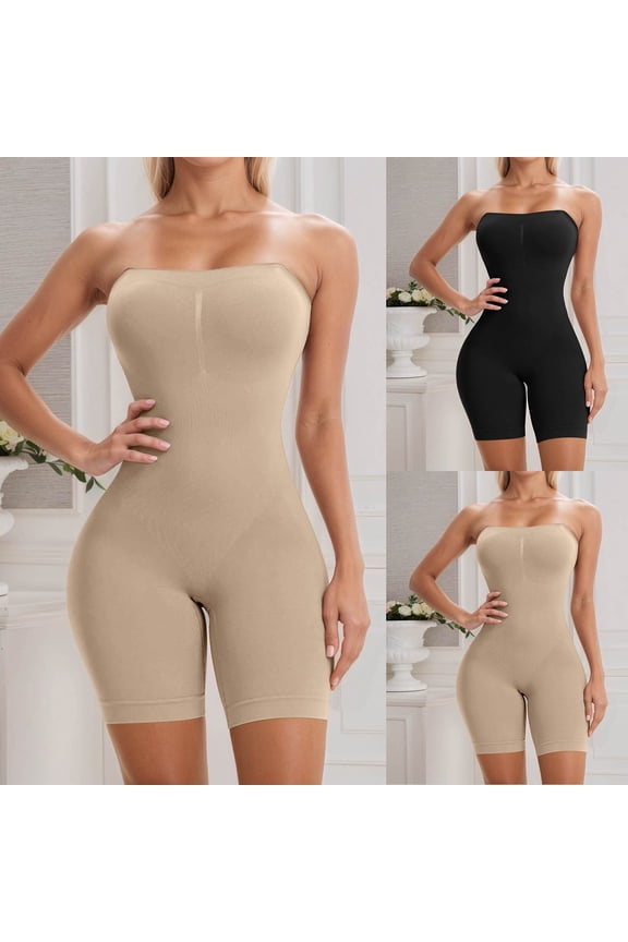 Shapewear Tummy Control Women Full Bodysuit Shapewear Removable Straps Push Up Seamless Weight Loss Helper Black S