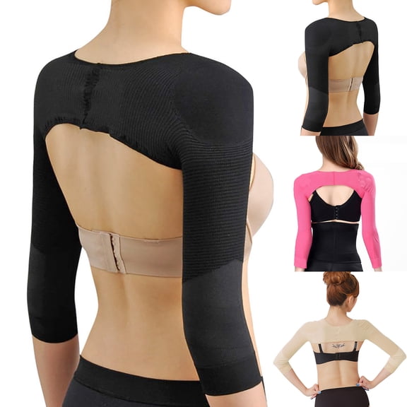 Shapewear Tummy Control Women Long Sleeve Posture Corrector Back Brace Shaping Sleeve Weight Loss Helper Beige XL