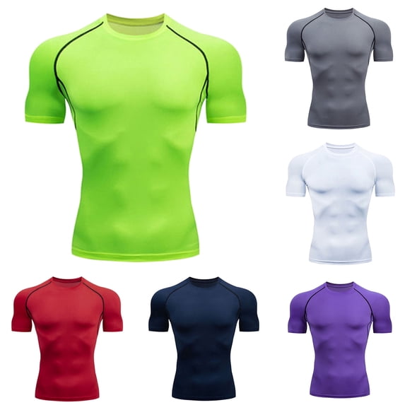 Shapewear for Men Compression Shirts Moisture Wicking Short Sleeve T Shirt Rash Guard Base Layer Undershirt Slim Athletic Tops