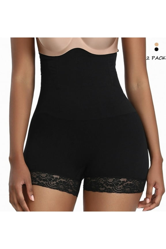 Shapewear for Women High Waist Extra Firm Tummy Control Booty Lifting Nylon Body Shaper 2 Pack, Size Medium-Large