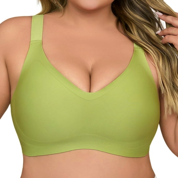 USEASY Wireless Bras for Women Full Coverage Comfort Seamless Bras No Underwire Everyday Bra Green 1XL