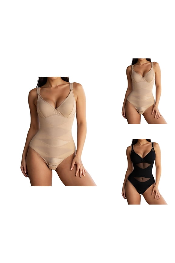 Shapewear for Women V Neck Tummy Control Bodysuit Faja Body Shaper Waist Trainer