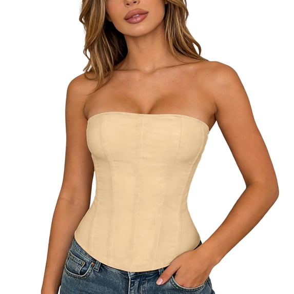 Shaping Underbust Corset Bustier With Sheer Mesh And For Waist Training And Layering,Color:Khaki