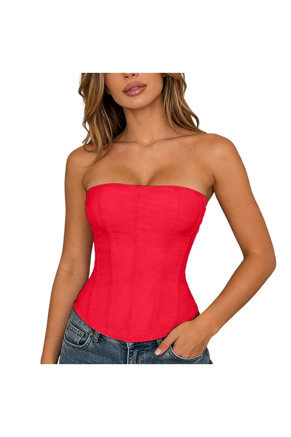 Shaping Underbust Corset Bustier With Sheer Mesh And For Waist Training And Layering,Color:Red