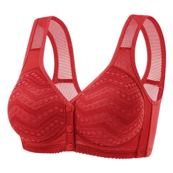 Shaping Underwear Front Hook Wireless Bra with Back Shaping Design for Large Cup Women's Underwear Body-shaping Corset(Color:Red,Size:46)