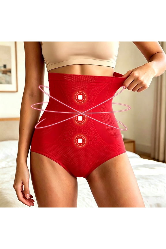 Shaping for Everyday Comfort High Waist Abdominal Retraction Pants for Postpartum Recovery and Lifting with Seamless Support, L, Red
