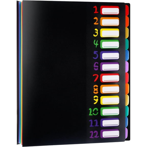Shappy 12 Pocket Expanding File Folder with Rainbow File Folders Organizer Multicolored Pockets A4 Size Document Organizer for Students Offices(A4/Letter Size)
