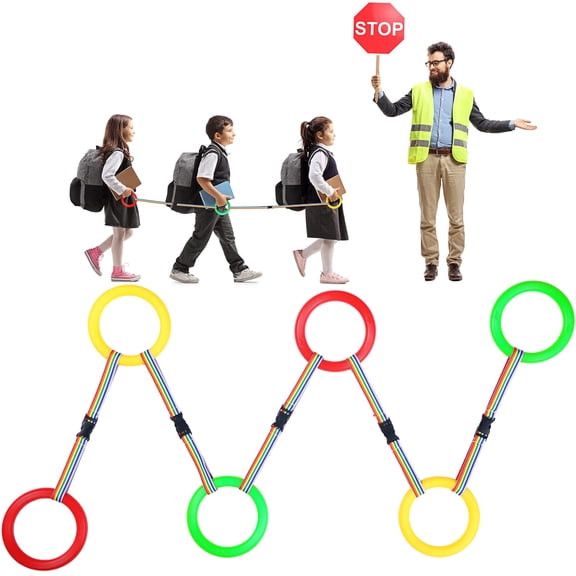 6 Pcs Walking Rope for Preschool with Handles Preschool Rope for Walking in Line (Red Yellow Green)