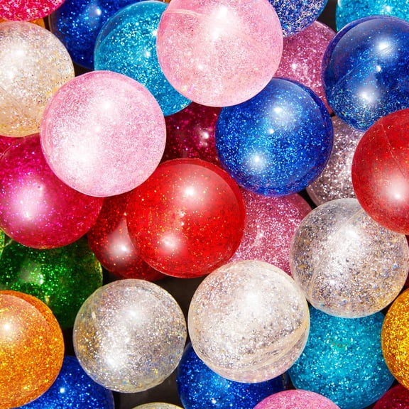 Shappy 60 Pcs 45 mm Large Bouncy Balls Glitter Bounce Ball Bulk with Storage Bag Large Bouncy Balls for Goodie Bag Fillers Birthday Party Favors, Assorted Colors(Classic) Y101