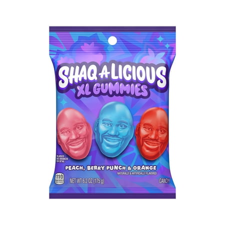 Shaq-A-Licious Xl Gummies Original Flavor Chewy Candy, Bag 6.2 oz-Pack of 4