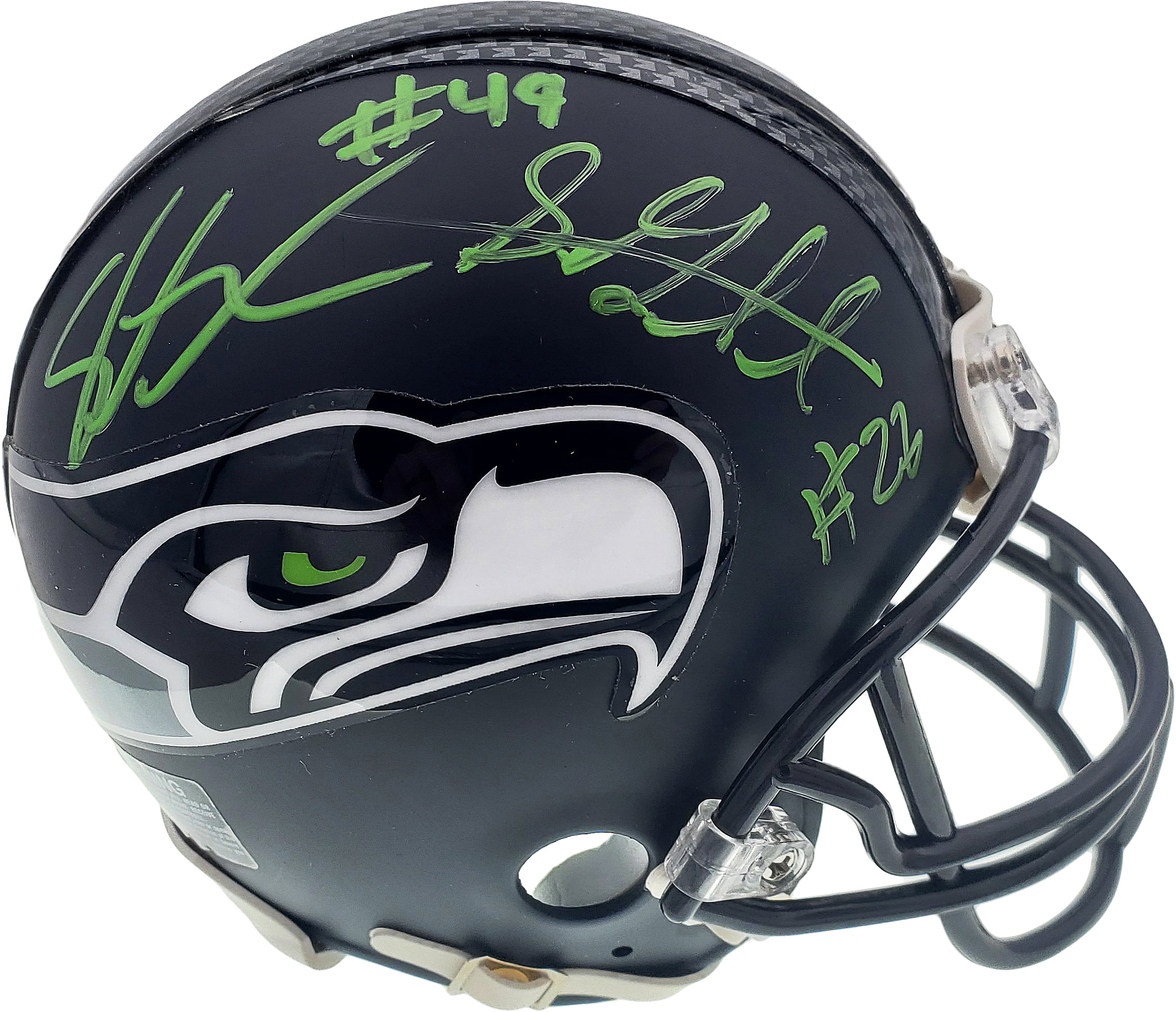 Shaquem & Shaquill Griffin Autographed Seattle Seahawks Mini Helmet In Green MCS Holo 134372