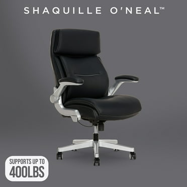 Shaquille O'Neal Cenzo Ergonomic Big and Tall Office Chair ,Flip-Up Arms PureSoft Upholstery High-Back Desk Chair with 400 lb Capacity, Black