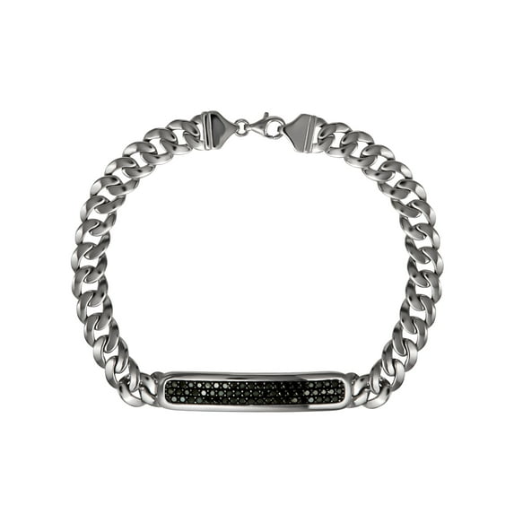 Shaquille O'Neal Men's Simulated Diamond Sterling Silver ID Bracelet