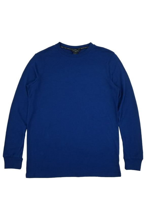 Mens Big & Tall Estate Blue Knit Crew Long Sleeve Shirt 4XLT