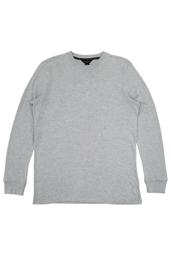 Mens Big & Tall Gray Heather Knit Crew Long Sleeve Shirt 3XLT