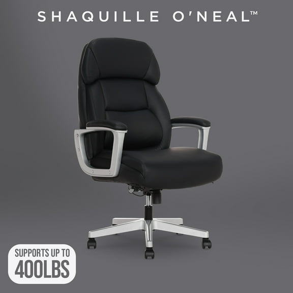 Shaquille O'Neal Rion Ergonomic Big and Tall Office Chair, PureSoft Upholstery ,High-Back Desk Chair with 400 lb Capacity, Black