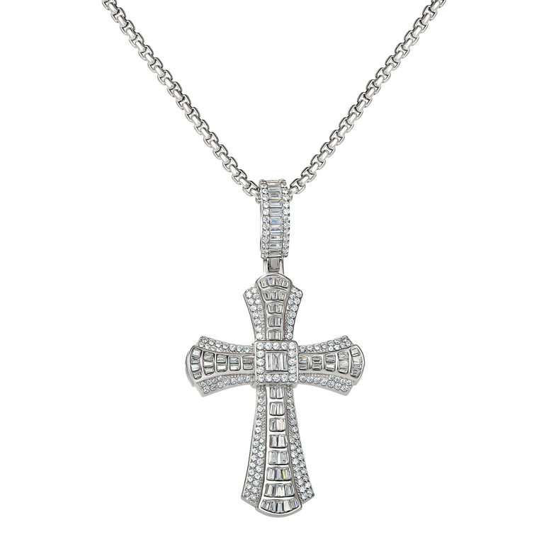 Shaquille O'Neal Sterling Silver CZ Cross Pendant Necklace Shaquille O'Neal Sterling Silver CZ Cross Pendant Necklace