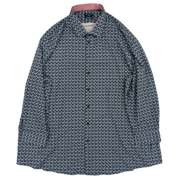 Shaquille O'Neal XLG Big Fit Mens Navy White Floral Shirt 4XL (20,34/35)