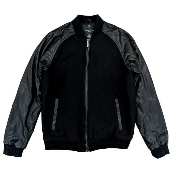 Shaquille O'Neal XLG Big & Tall Men's Black Full-Zip Varsity Jacket LT