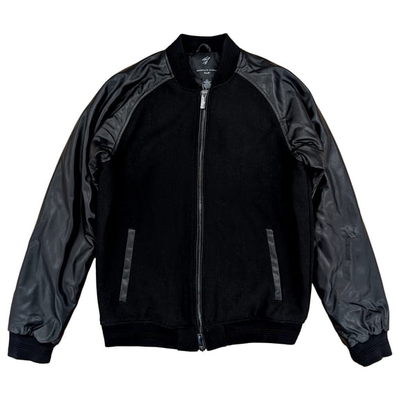 Shaquille O'Neal XLG Big & Tall Men's Black Full-Zip Varsity Jacket XLT