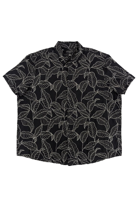 XLG Big & Tall Mens Black Floral Stitch Woven Shirt 3XL