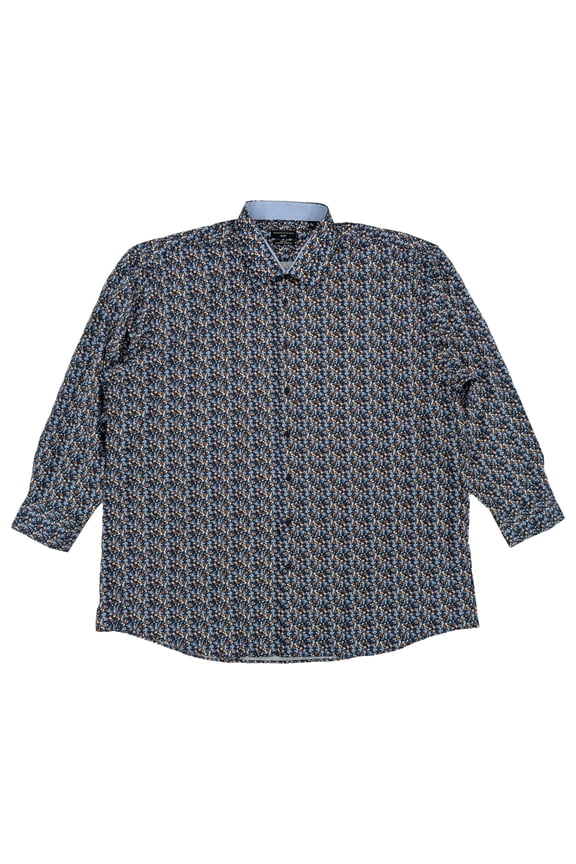 XLG Big Fit Mens Navy Brown Floral Shirt 4XL 20 36/37