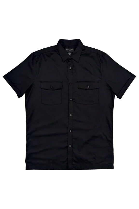 XLG Big & Tall Mens Black Short Sleeve Woven Shirt LT