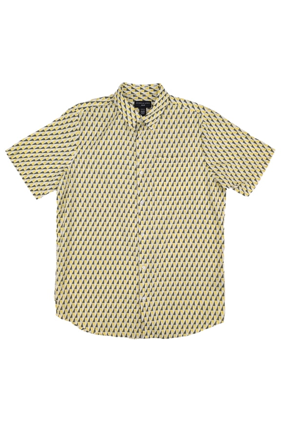 XLG Big & Tall Mens Yellow Diamond Linen Shirt 4XLT