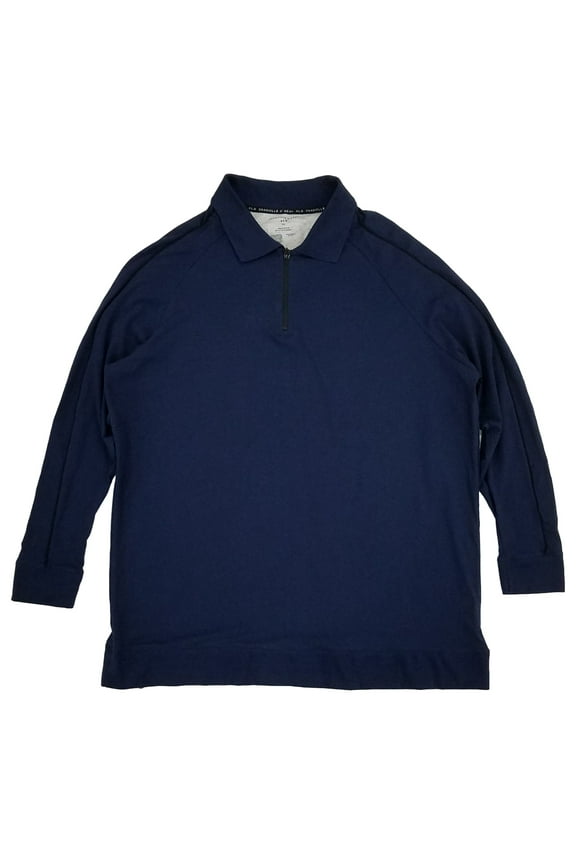 XLG Mens Big & Tall Navy Blue Long Sleeve Zip Polo Shirt 4XL