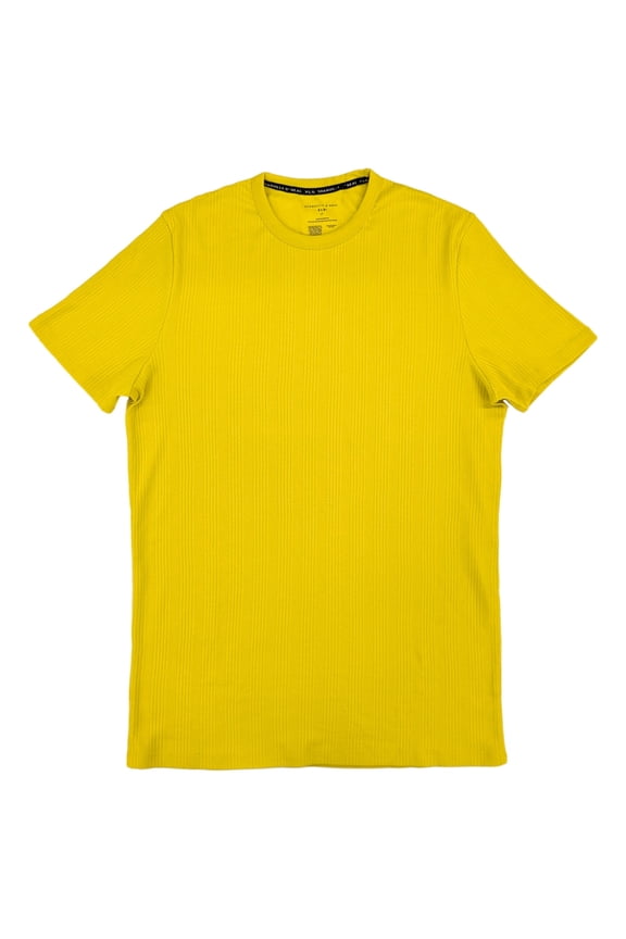 XLG Mens Big & Tall Yellow Ribbed Short Sleeve T-Shirt 2XLT