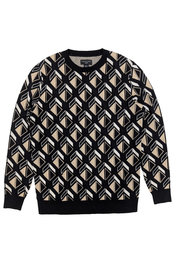 XLG Mens Black Geo Long Sleeve Pullover Sweater 3XL