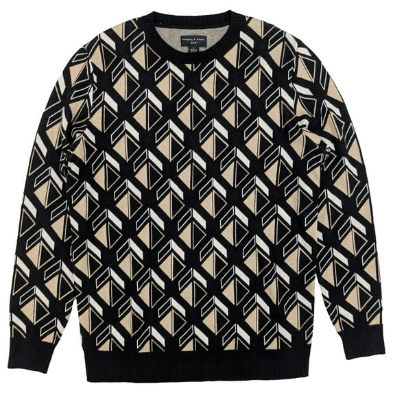 Shaquille O'Neal XLG Mens Black Geo Long Sleeve Pullover Sweater 4XL