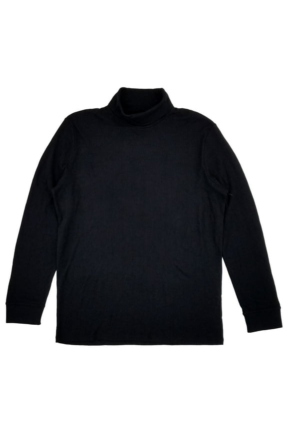 XLG Tall Men's Black Mock Neck Long Sleeve Shirt 2XLT