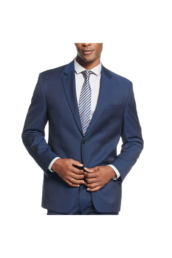 Mens Professional Two Button Blazer Jacket, Blue, Big & Tall, 40 Long