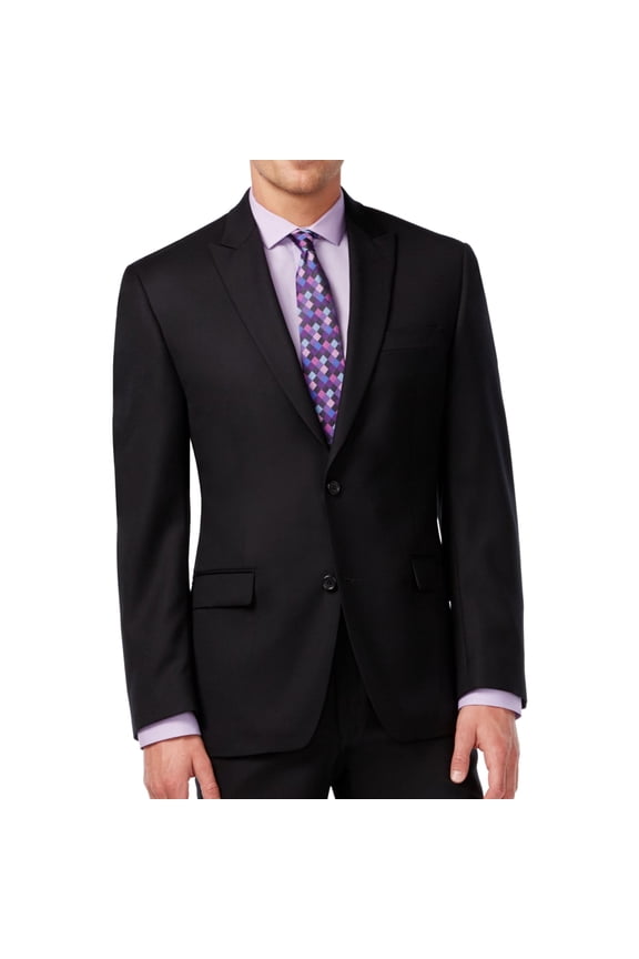 Mens Texture Two Button Blazer Jacket, Black, 44 Regular