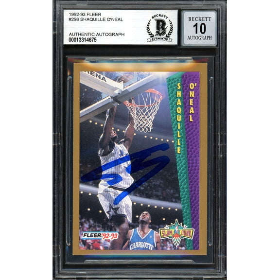Shaquille Shaq O'Neal Autographed 1992-93 Fleer Rookie Card #298 Orlando Magic Beckett BAS #13314675