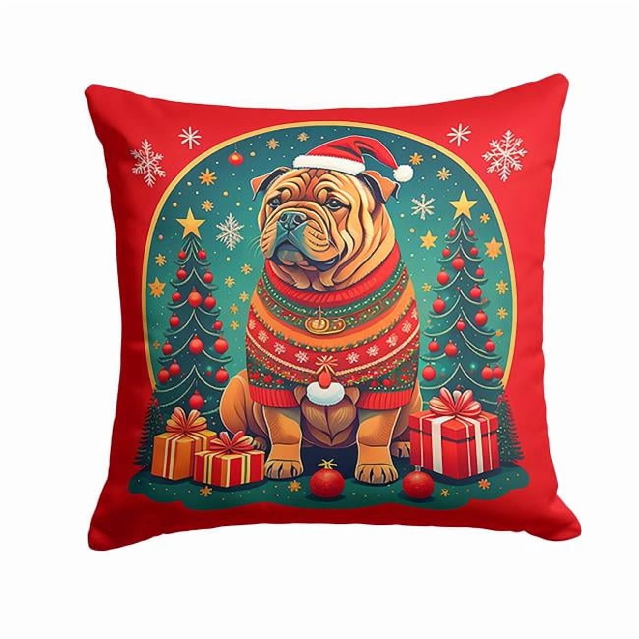 Shar Pei Christmas Fabric Decorative Pillow 18 in x 18 in