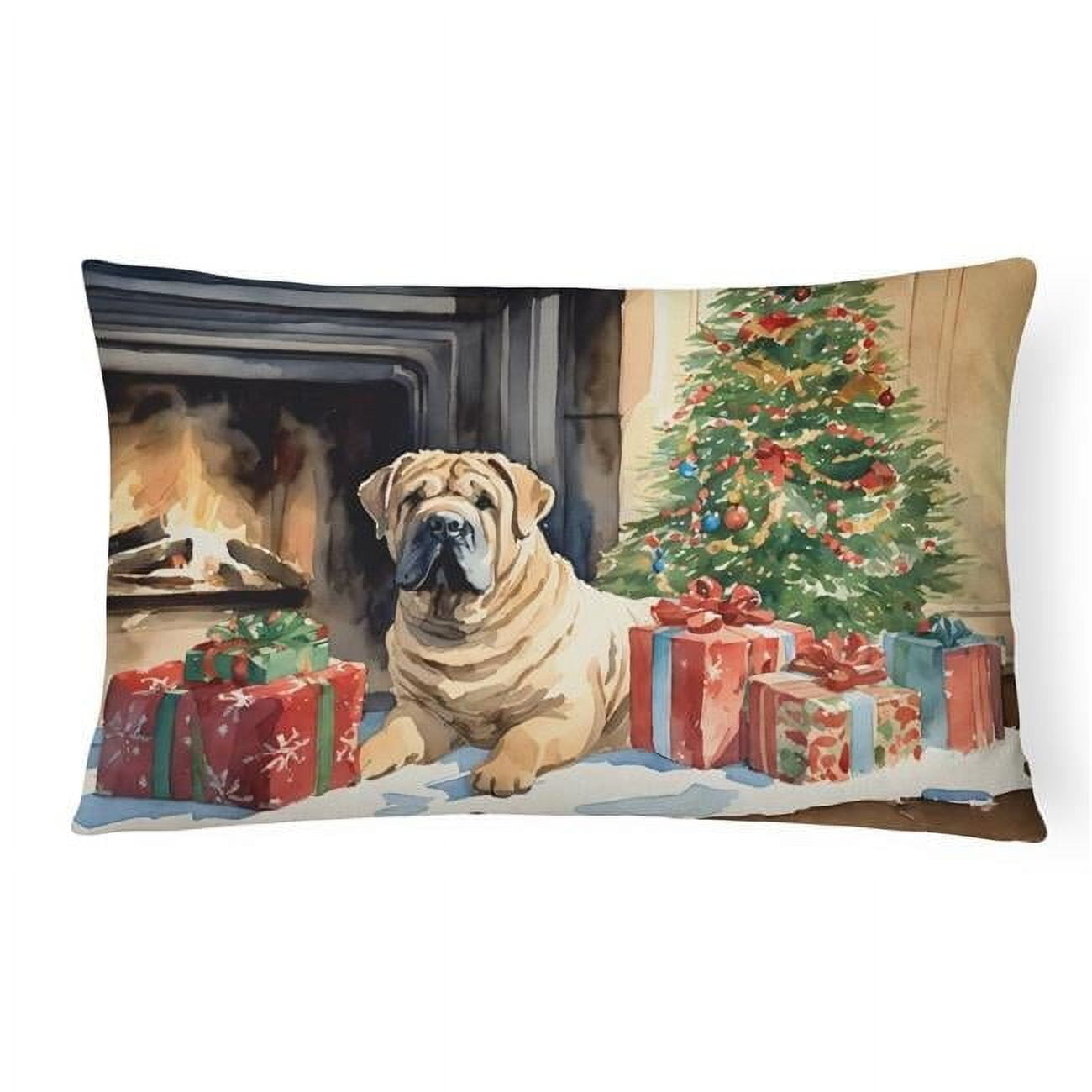 Shar Pei Cozy Christmas Throw Pillow 12 in x 16 in