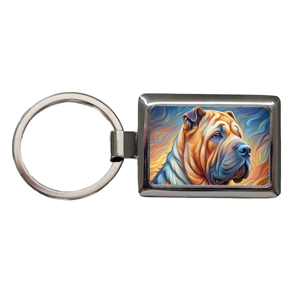 Shar Pei Dog Expressionism Art Metal Rectangle Keychain