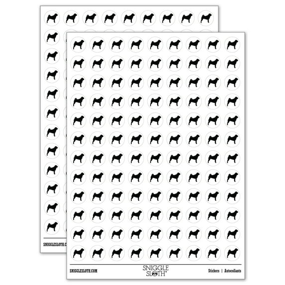 Shar-Pei Dog Solid 200+ Round Stickers - White - Matte Finish - 0.50" Size